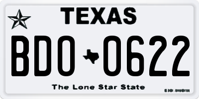 TX license plate BDO0622