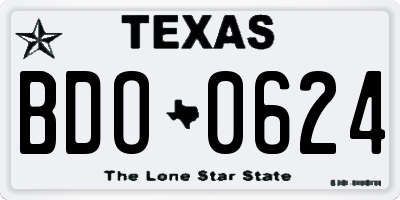 TX license plate BDO0624