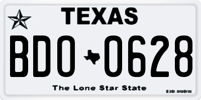 TX license plate BDO0628