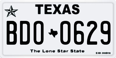 TX license plate BDO0629
