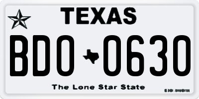 TX license plate BDO0630