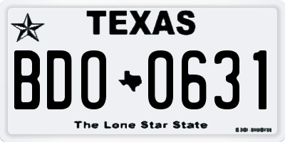 TX license plate BDO0631