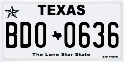 TX license plate BDO0636