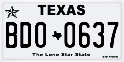 TX license plate BDO0637