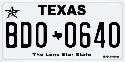 TX license plate BDO0640