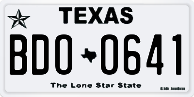 TX license plate BDO0641