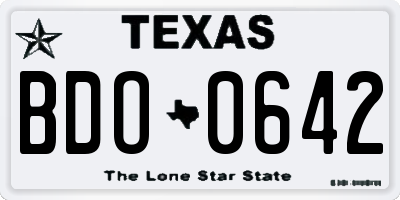 TX license plate BDO0642