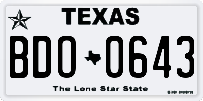 TX license plate BDO0643