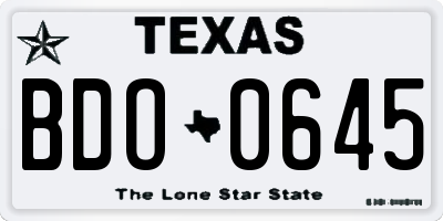 TX license plate BDO0645