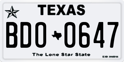 TX license plate BDO0647