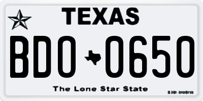 TX license plate BDO0650