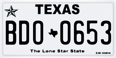 TX license plate BDO0653