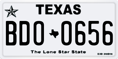 TX license plate BDO0656