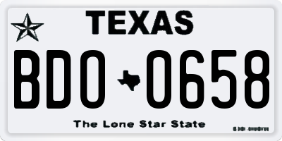 TX license plate BDO0658