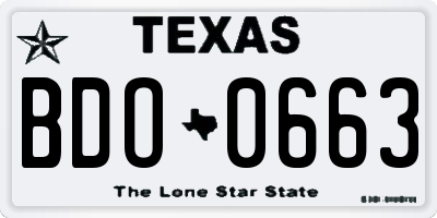 TX license plate BDO0663