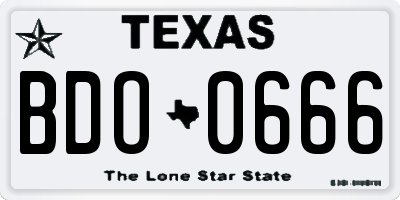 TX license plate BDO0666