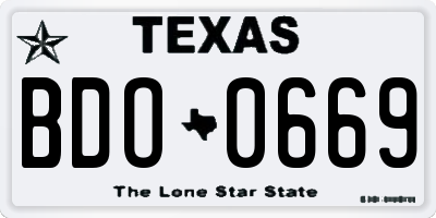 TX license plate BDO0669