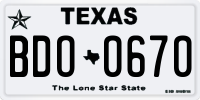 TX license plate BDO0670