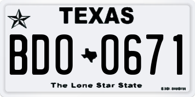 TX license plate BDO0671