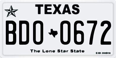 TX license plate BDO0672