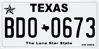 TX license plate BDO0673