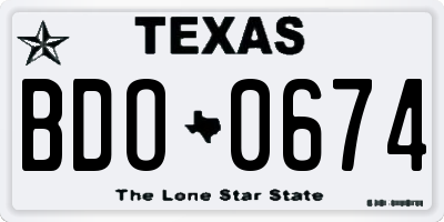TX license plate BDO0674
