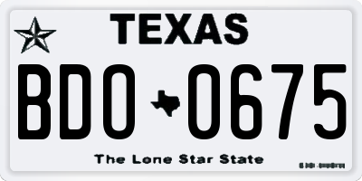 TX license plate BDO0675