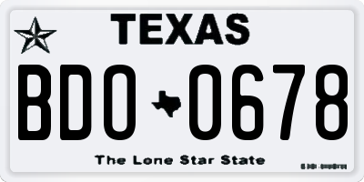 TX license plate BDO0678