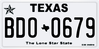 TX license plate BDO0679