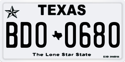 TX license plate BDO0680