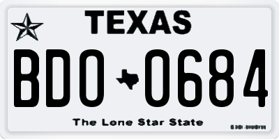 TX license plate BDO0684