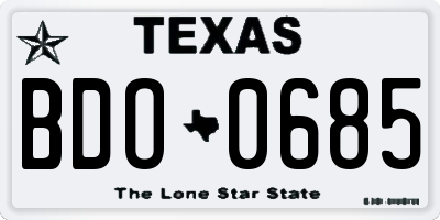 TX license plate BDO0685