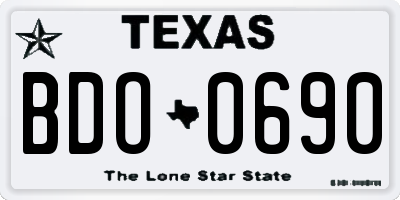 TX license plate BDO0690
