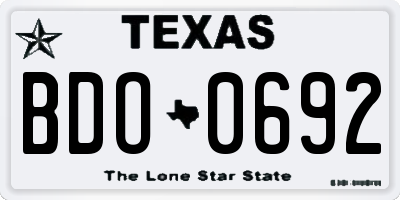 TX license plate BDO0692
