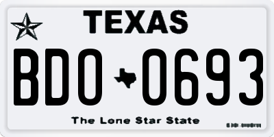 TX license plate BDO0693