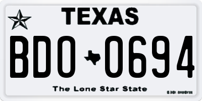 TX license plate BDO0694