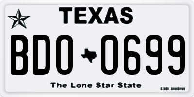 TX license plate BDO0699