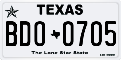 TX license plate BDO0705