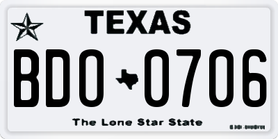 TX license plate BDO0706