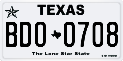 TX license plate BDO0708