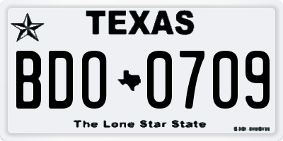 TX license plate BDO0709