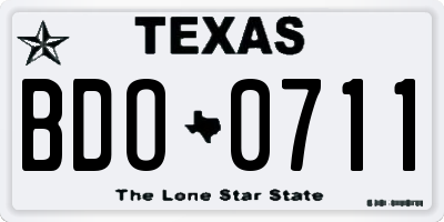 TX license plate BDO0711