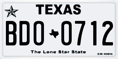 TX license plate BDO0712