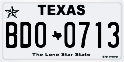 TX license plate BDO0713