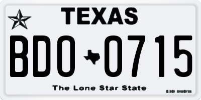 TX license plate BDO0715