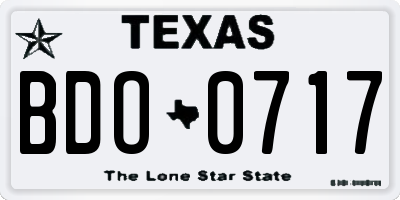 TX license plate BDO0717
