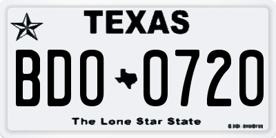 TX license plate BDO0720