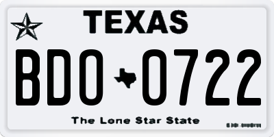 TX license plate BDO0722