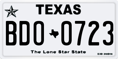 TX license plate BDO0723