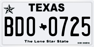 TX license plate BDO0725